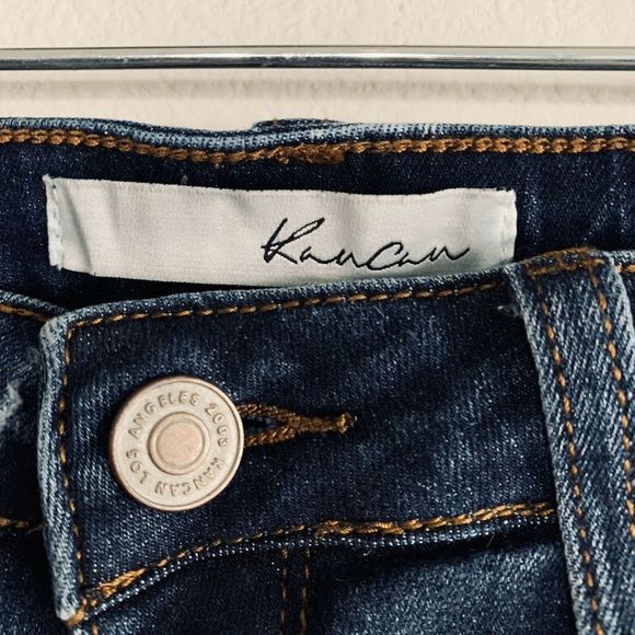 KanCan Distressed Blue Dinem Cutoff Shorts - Picture 3 of 4